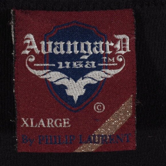 Avangard Womens Top Size XL Embelished Stud Emblem Black Silver Knight Queen - Picture 9 of 10